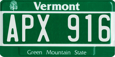 VT license plate APX916