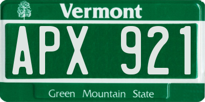 VT license plate APX921