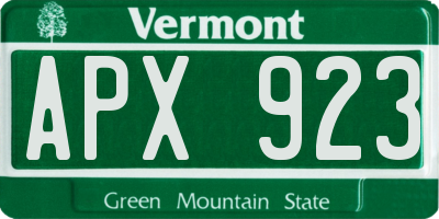 VT license plate APX923