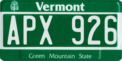 VT license plate APX926