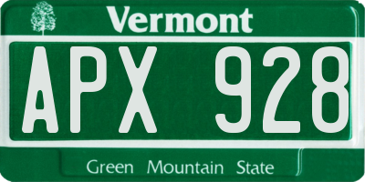 VT license plate APX928