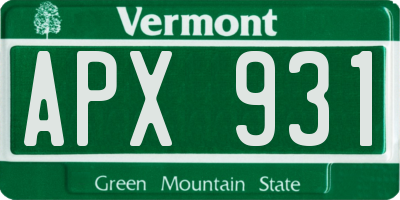 VT license plate APX931