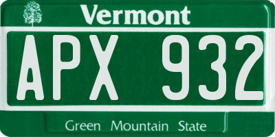 VT license plate APX932