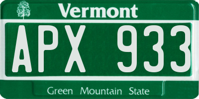 VT license plate APX933