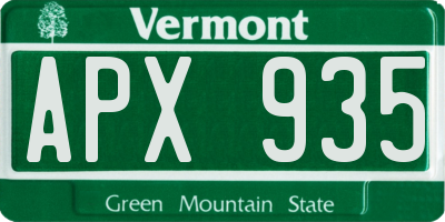 VT license plate APX935