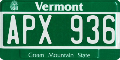 VT license plate APX936