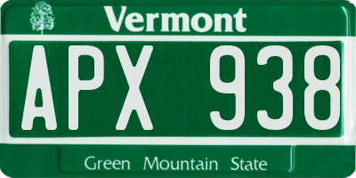 VT license plate APX938