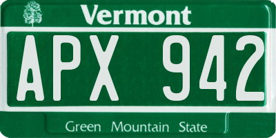 VT license plate APX942