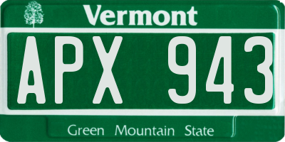 VT license plate APX943