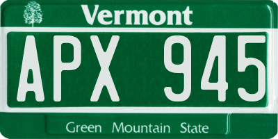 VT license plate APX945