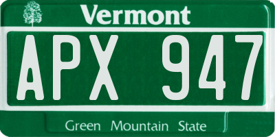 VT license plate APX947