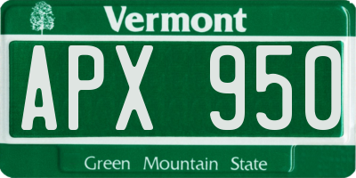 VT license plate APX950