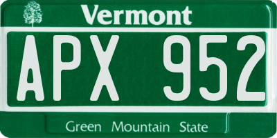 VT license plate APX952