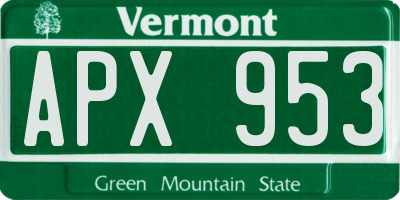VT license plate APX953