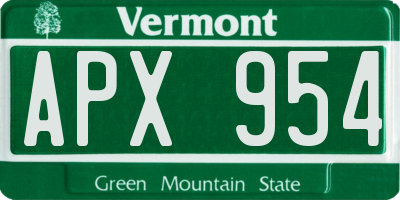 VT license plate APX954