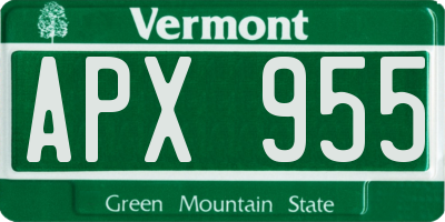 VT license plate APX955