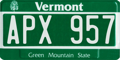 VT license plate APX957