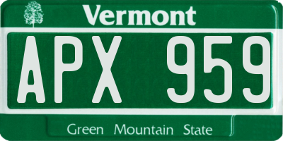 VT license plate APX959