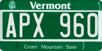 VT license plate APX960