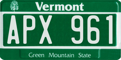 VT license plate APX961