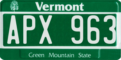 VT license plate APX963