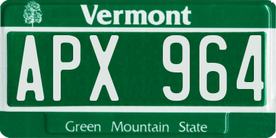 VT license plate APX964