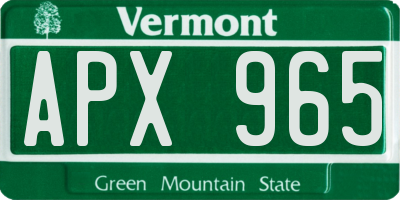VT license plate APX965