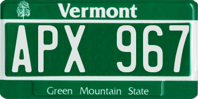 VT license plate APX967