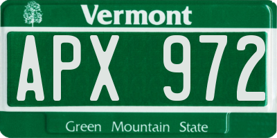 VT license plate APX972
