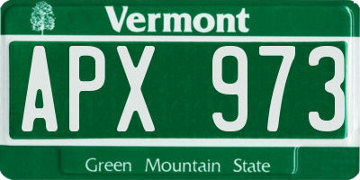 VT license plate APX973