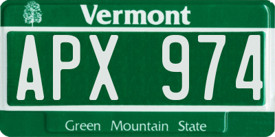 VT license plate APX974