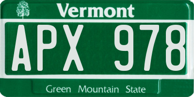 VT license plate APX978