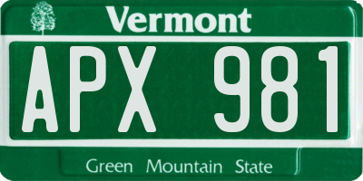VT license plate APX981