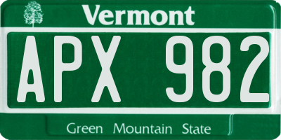 VT license plate APX982