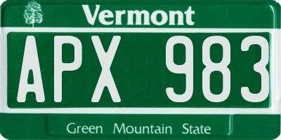 VT license plate APX983