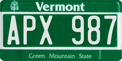 VT license plate APX987