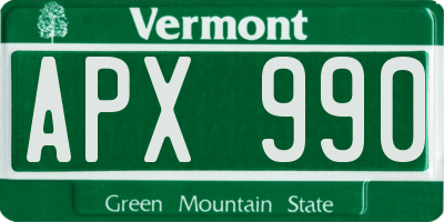 VT license plate APX990