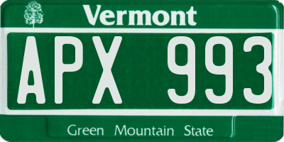 VT license plate APX993