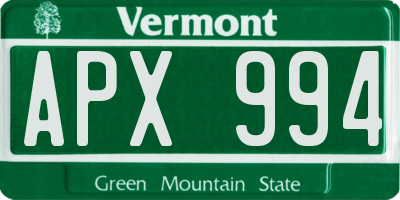 VT license plate APX994