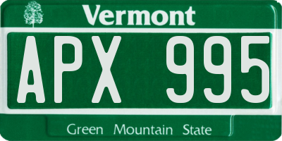 VT license plate APX995