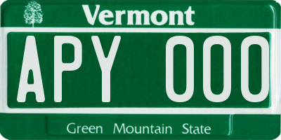 VT license plate APY000
