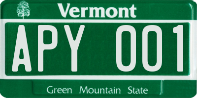 VT license plate APY001