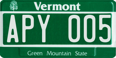 VT license plate APY005