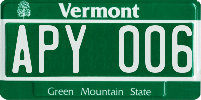VT license plate APY006