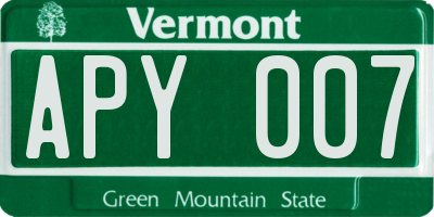 VT license plate APY007