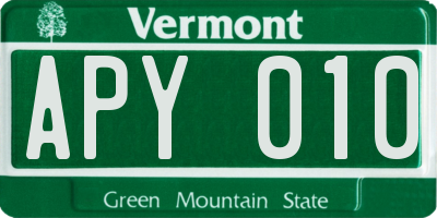VT license plate APY010