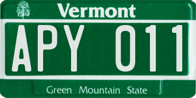 VT license plate APY011