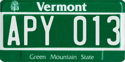 VT license plate APY013
