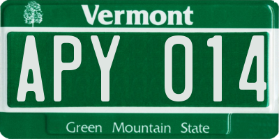 VT license plate APY014