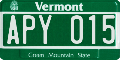 VT license plate APY015